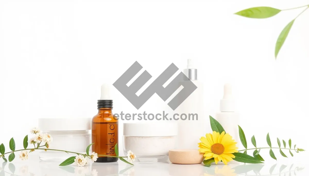 Picture of Healthy spa treatment bottle with flower aromatherapy oil