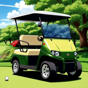 Golf Cart on Green Grass