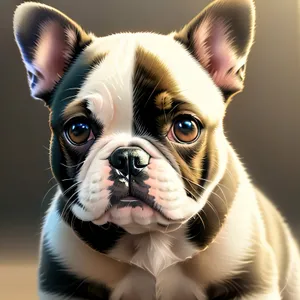 Adorable Wrinkly Terrier Puppy Sitting - Studio Portrait