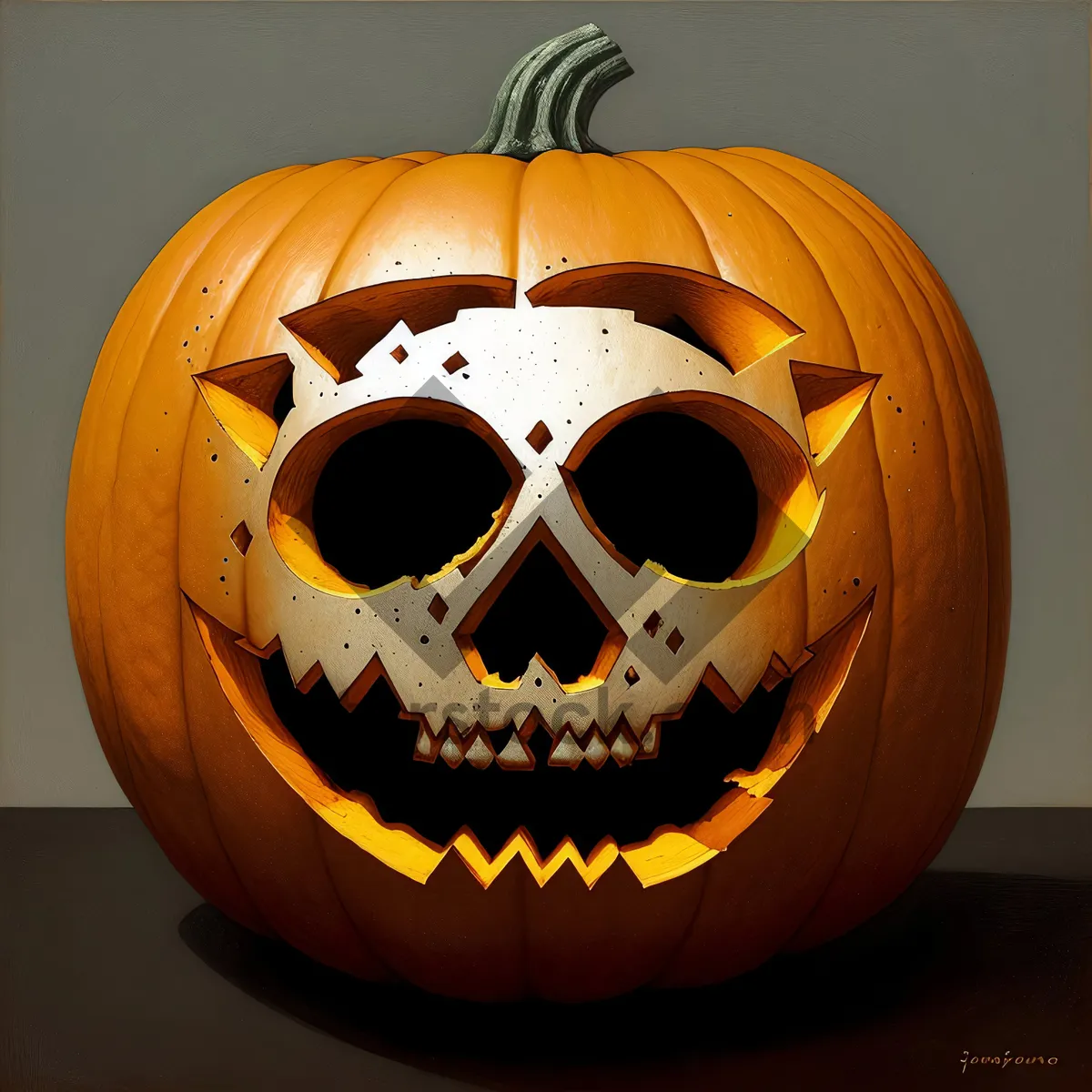 Picture of Glowing Pumpkin Lantern Illuminating Halloween Fun