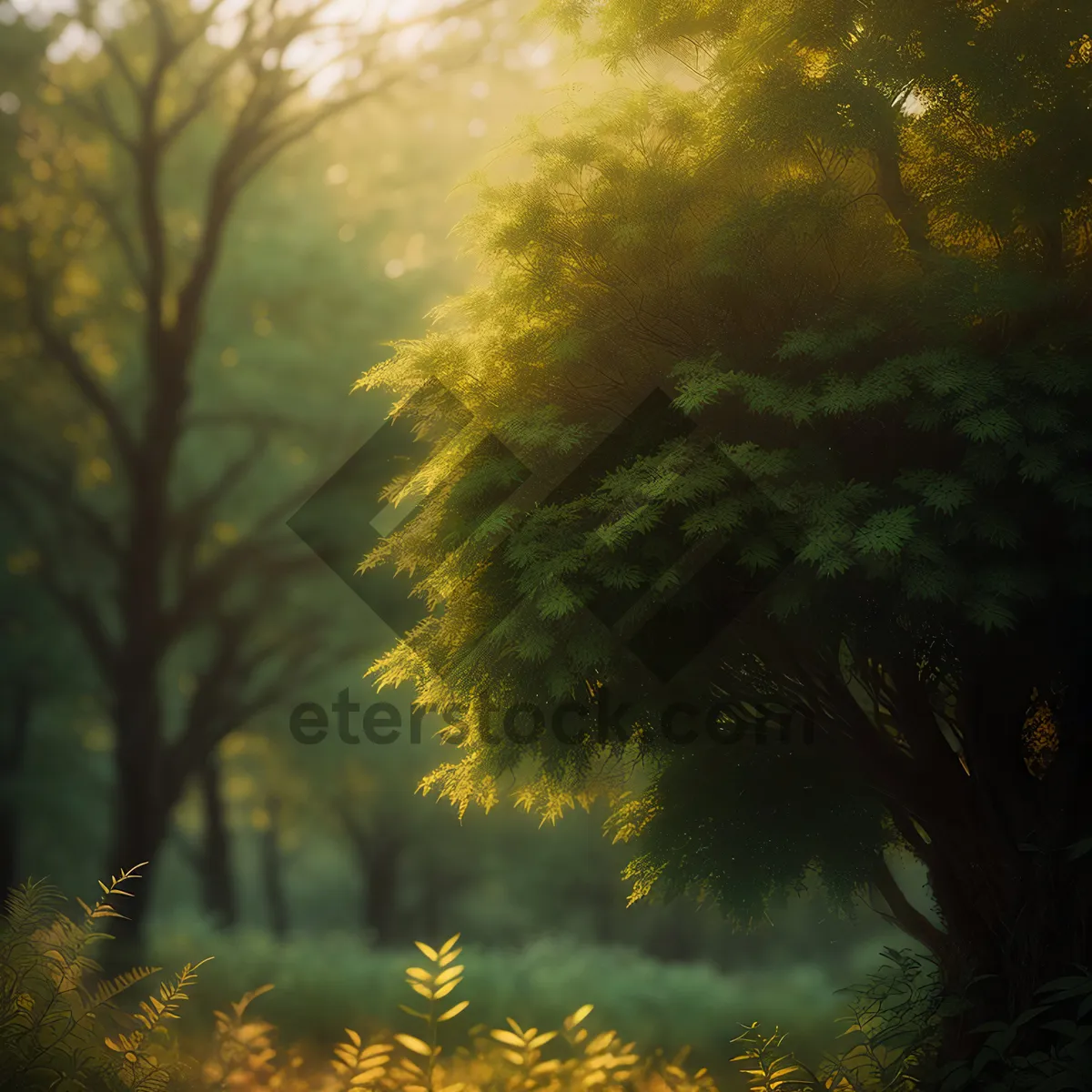 Picture of Autumn Forest: Vibrant Foliage in a Rural Landscape