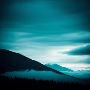 Sunset over Mountain Horizon in Rural Countryside