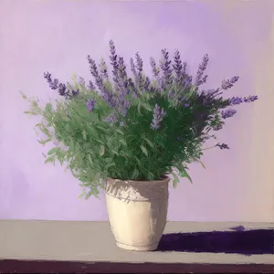 Herb-filled Pot with Thyme and Flowers