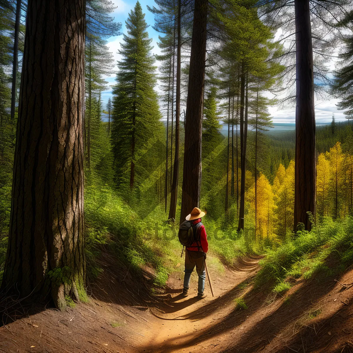 Picture of Forest Trail - Mountain Bike Riding through Woodland Landscape