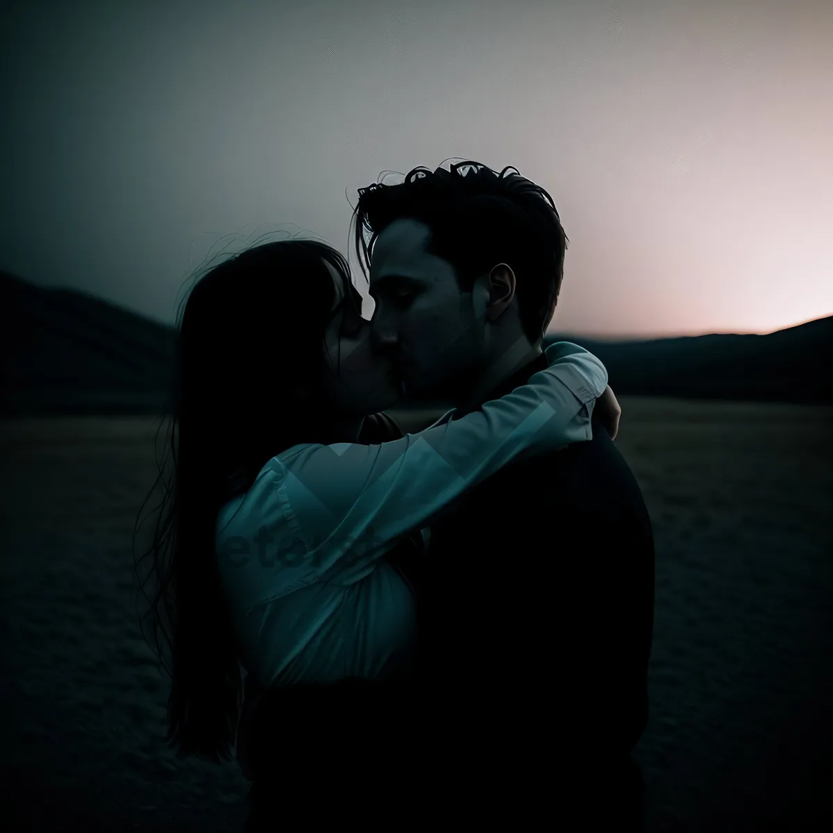 Picture of Adoring Couple Gazing Through Binoculars with Intense Love