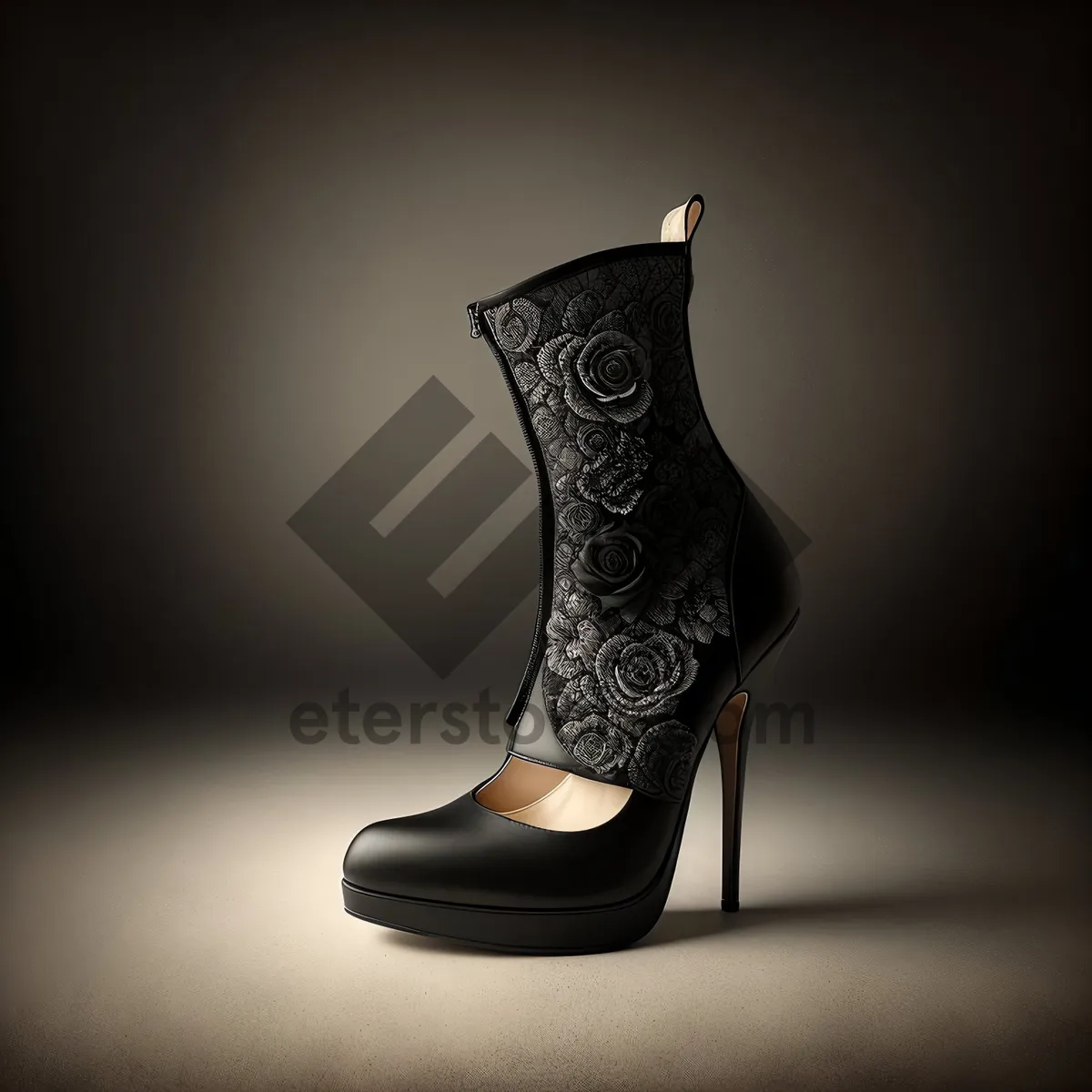 Picture of Black Lace-Up Fashion Boot with Cord Detailing