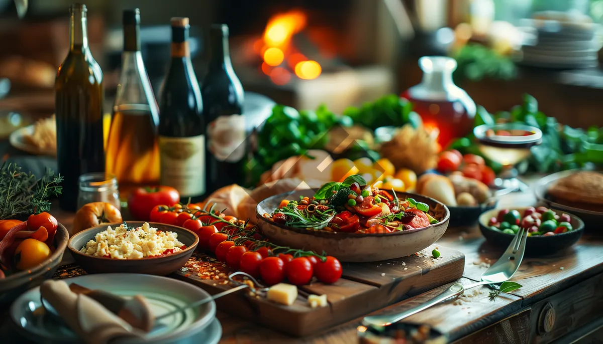 Picture of Gourmet vegetable salad on wooden board