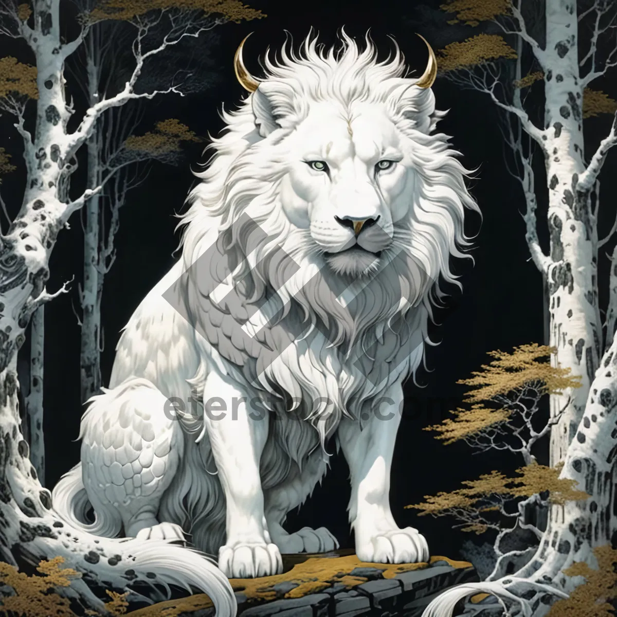 Picture of Wild African Lion Resting in the Safari Wilderness