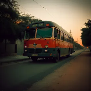 Urban Shuttle Bus on a City Street