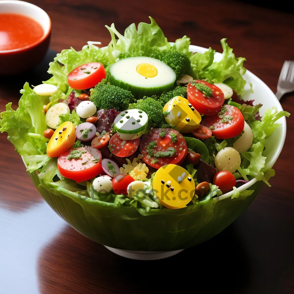 Picture of Fresh Vegetable Salad with Cheese and Olives