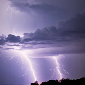 Dramatic Stormy Sky with Lightning.