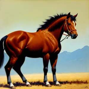 Stunning Thoroughbred Stallion Grazing in Rural Pasture