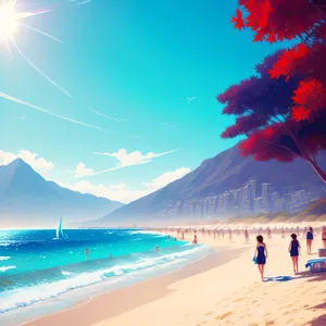Sun-kissed Beach Retreat: Serene Coastal Escape with Turquoise Seascape