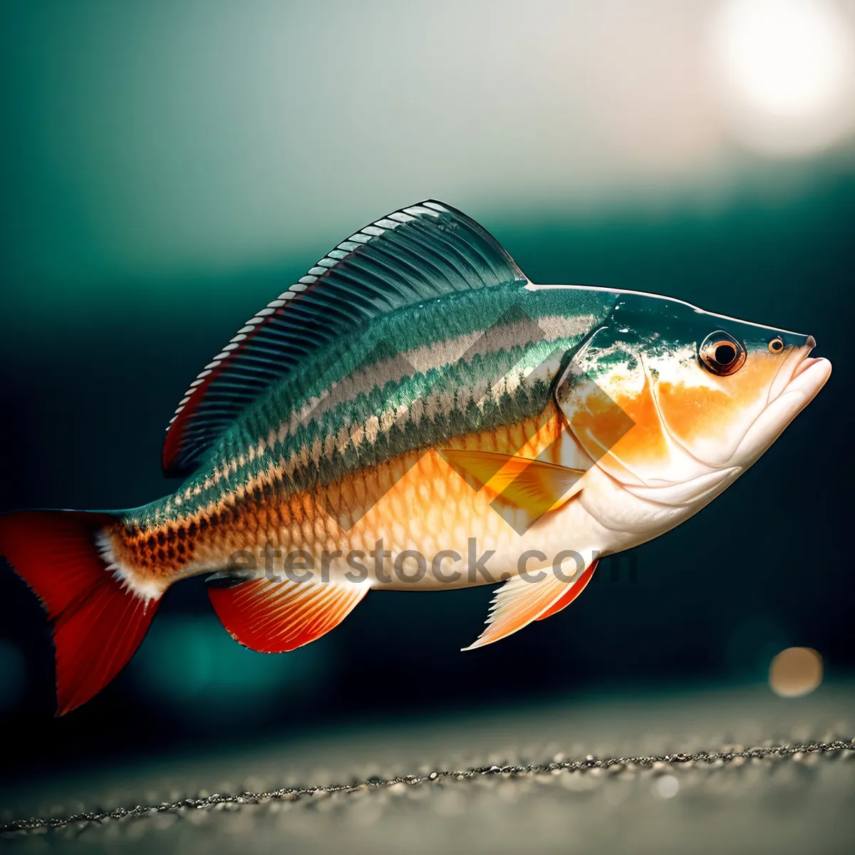 Picture of Tropical Goldfish Swimming in Aquarium