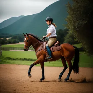 Stallion Rider on Horseback with Polo Mallet