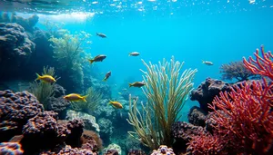 Colorful Coral Reef Dive in Sunlit Ocean Depths