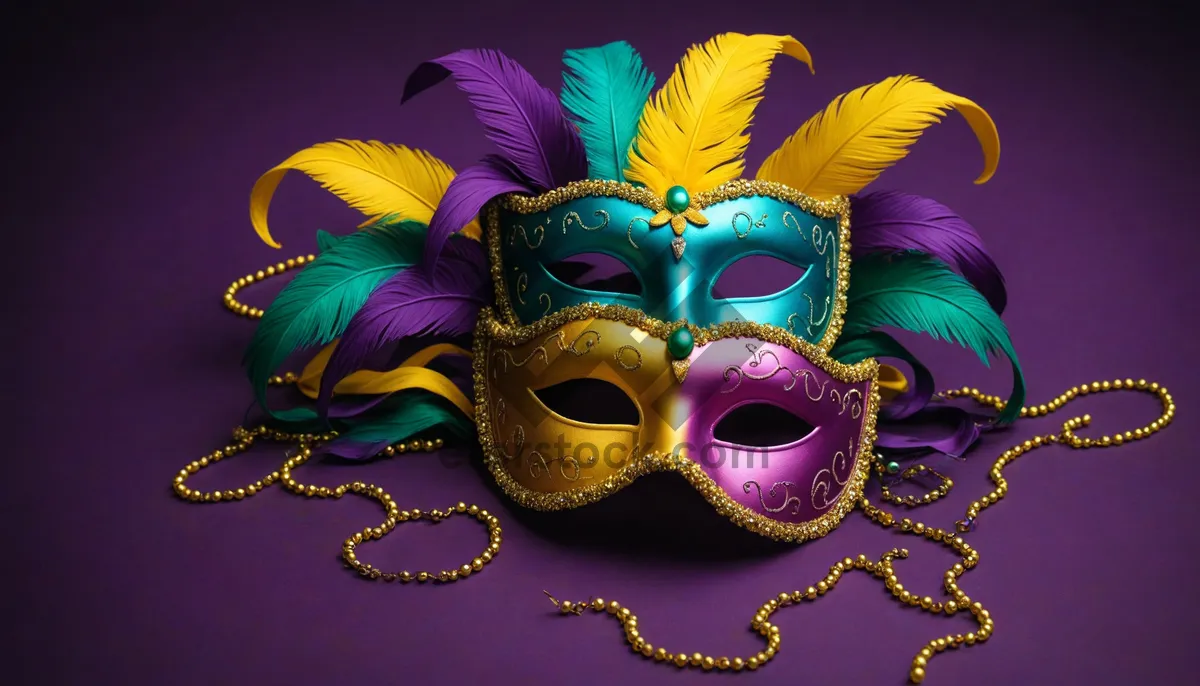 Picture of Golden Venetian Lady Mask Portrait for Carnival Party