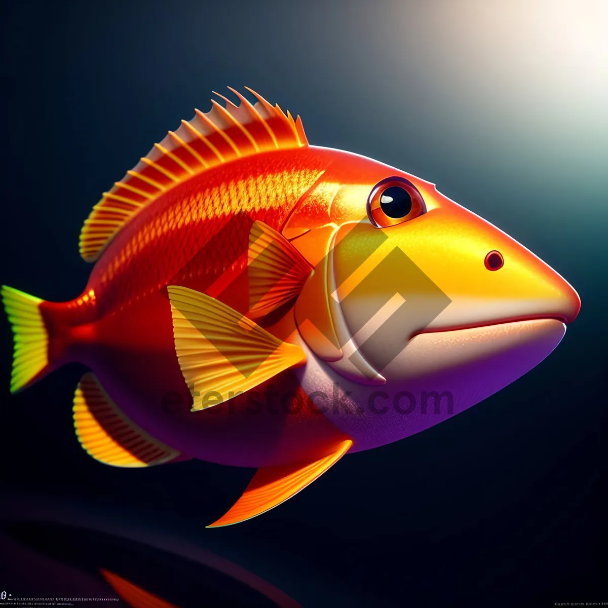 Picture of Vibrant Orange Fish in Seawater