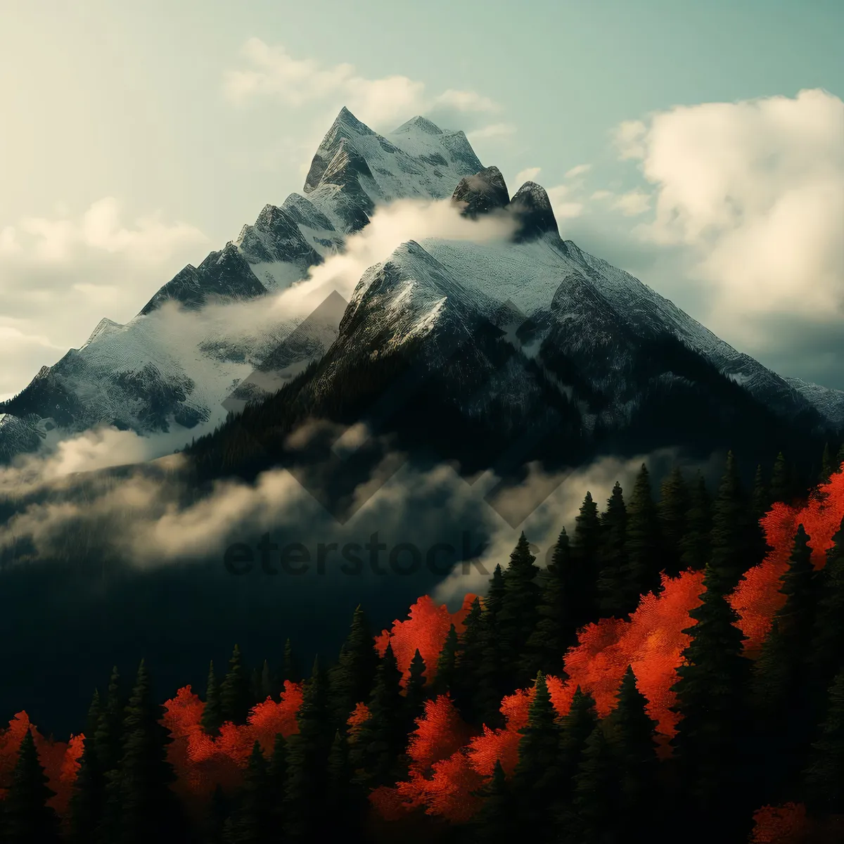 Picture of Winter Wonderland: Scenic Mountain Park with Snowy Peaks