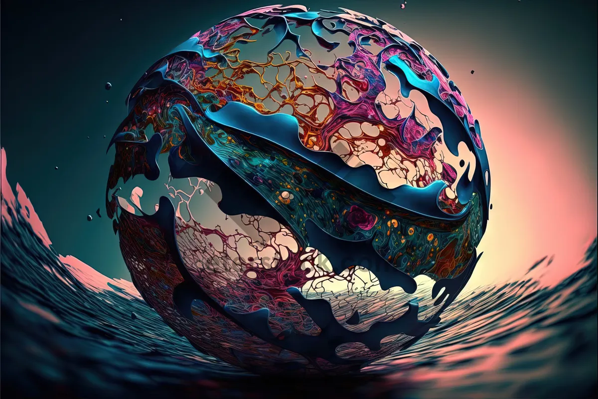 Picture of 3D globe covered with egg-shaped helmet