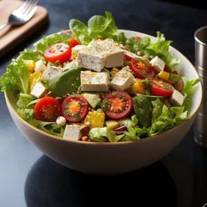 Healthy Vegetable Salad with Fresh Olive Oil Dressing