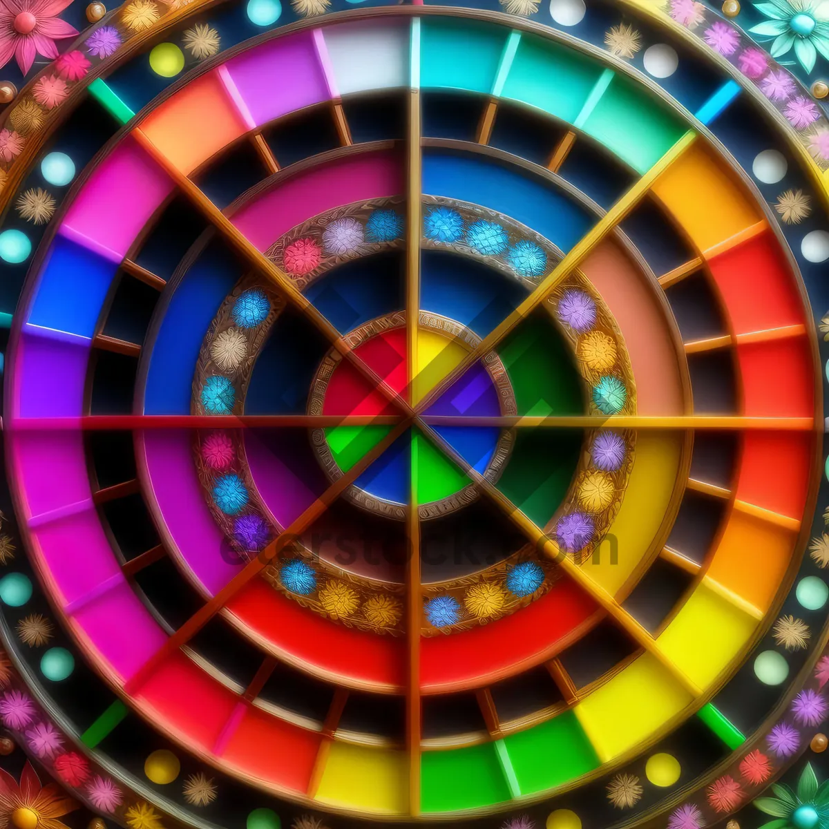 Picture of Colorful Circle Art: Graphic Mosaic Design with Modern Hippie Vibe