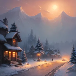 Winter Wonderland: Majestic Snow-Covered Mountain Landscape