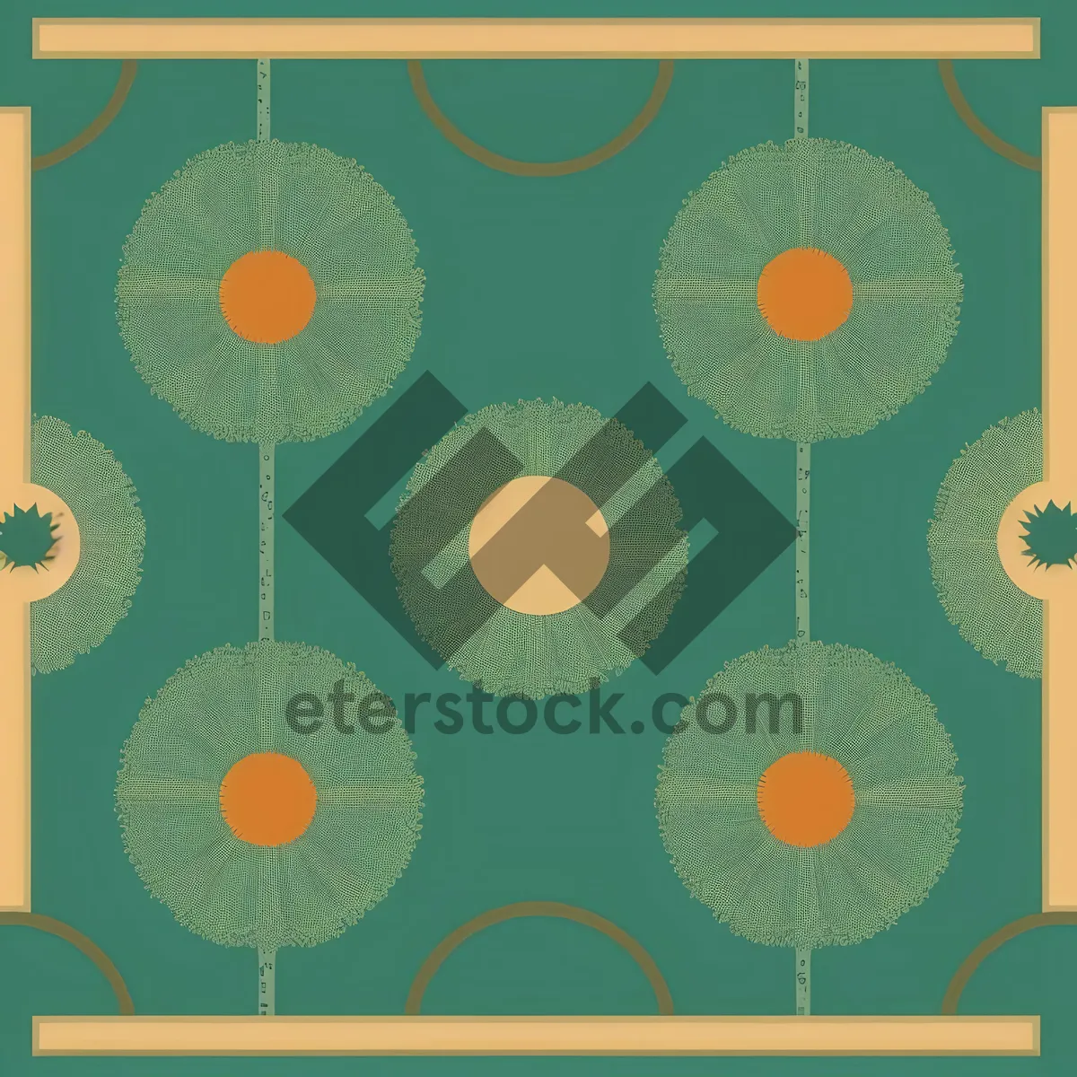 Picture of Colorful Floral Pattern on Retro Seamless Fabric