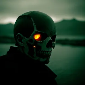 Skeletal Masked Man in Dark Attire