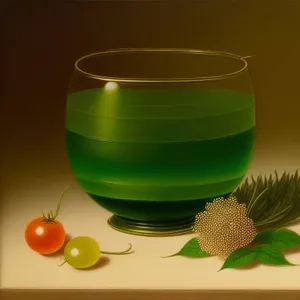 Refreshing Herbal Tea in Transparent Glass Cup