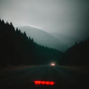Speeding through scenic mountain expressway