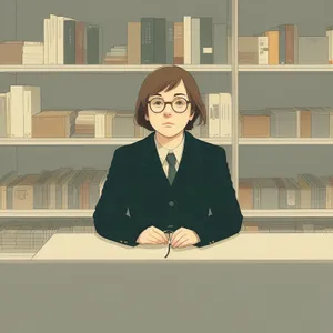 Smiling business professionals studying in library