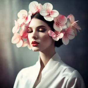 Radiant Beauty: Skin Care Portrait with Gladiolus Flower