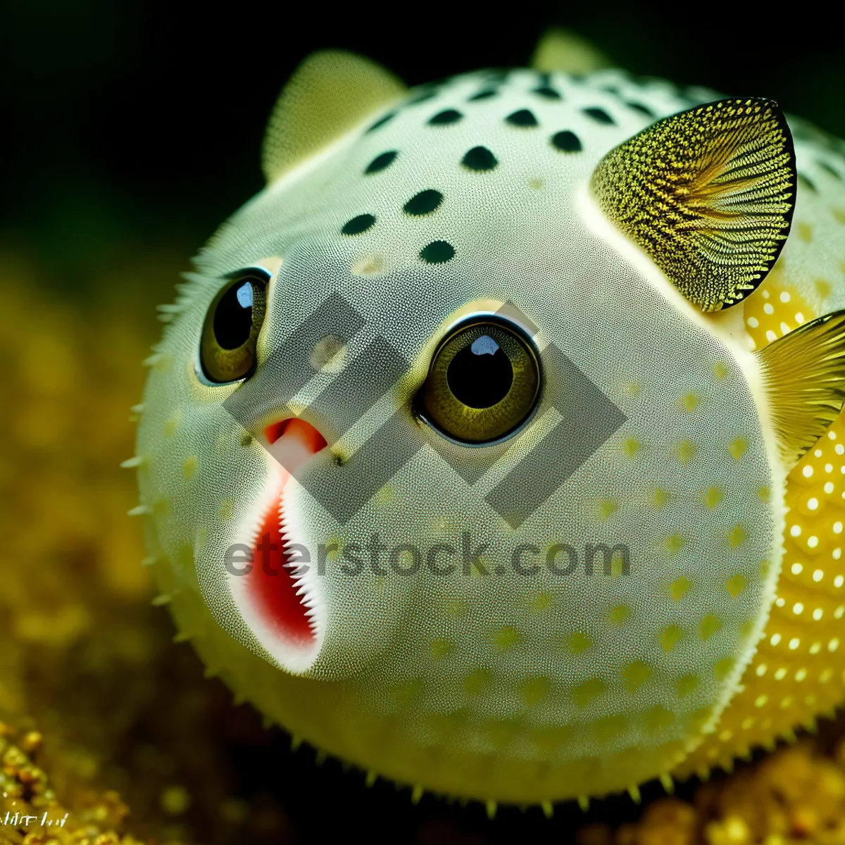 Picture of Tropical Reef Puffer Fish in Exotic Coral