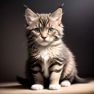 Cute and Curious Kitten with Striped Fur