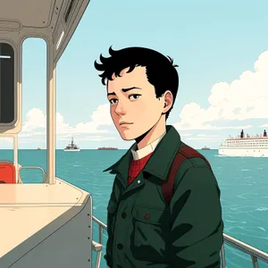Happy Traveler Floating on Life Preserver