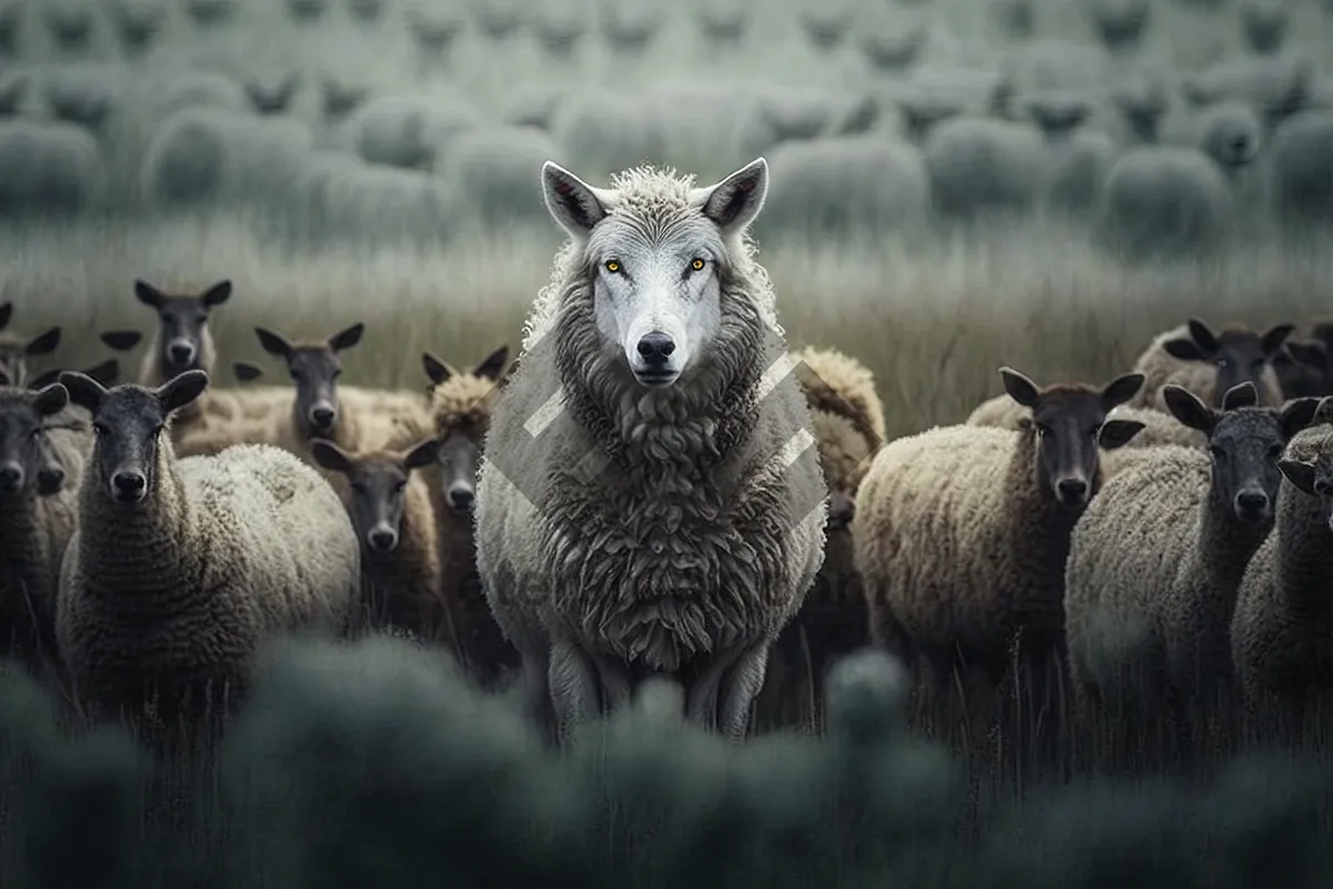 Picture of Charming lambs frolicking in the rural field