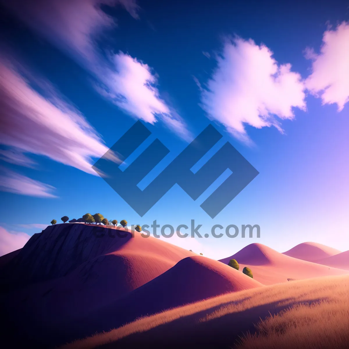 Picture of Breathtaking Desert Sunset Over Vast Meadow