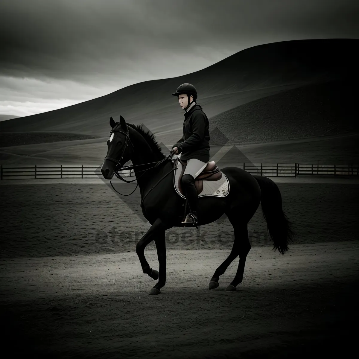 Picture of Sunset Showdown: Cowboy on Vaulting Horse