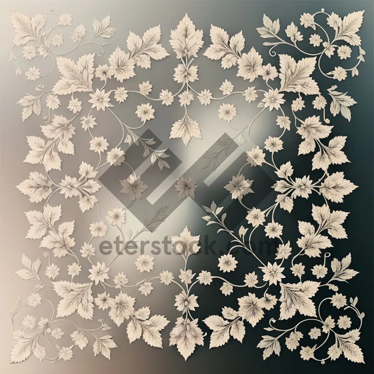 Picture of Elegant Snowflake Damask Pattern on Vintage Wallpaper