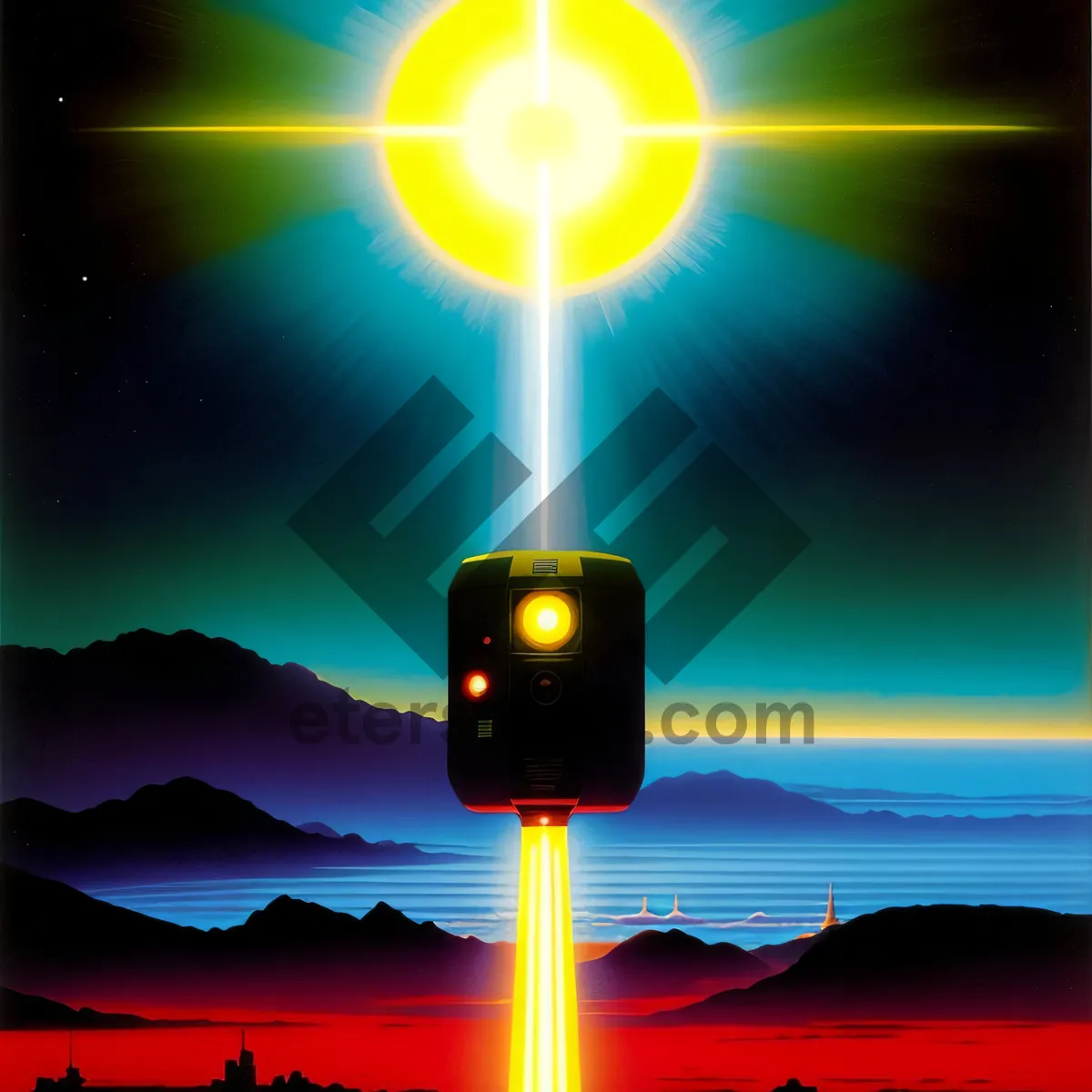 Picture of Glowing Star Apparatus emits radiant heat and light with semaphore-like design.