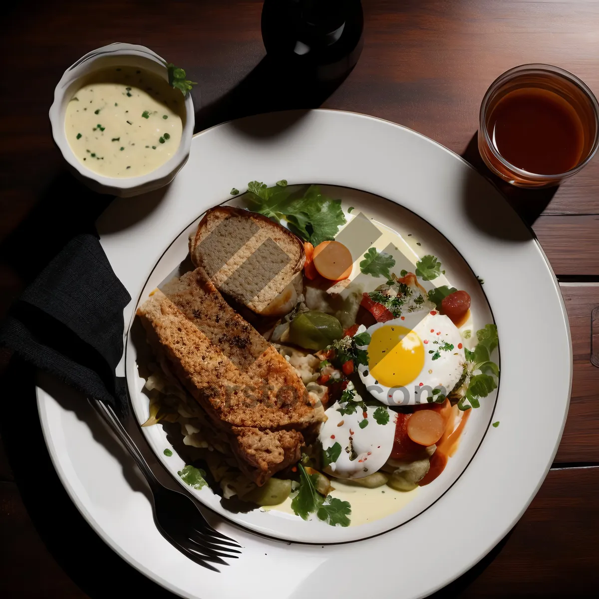 Picture of Grilled Steak with Fresh Salad and Vegetable Medley
