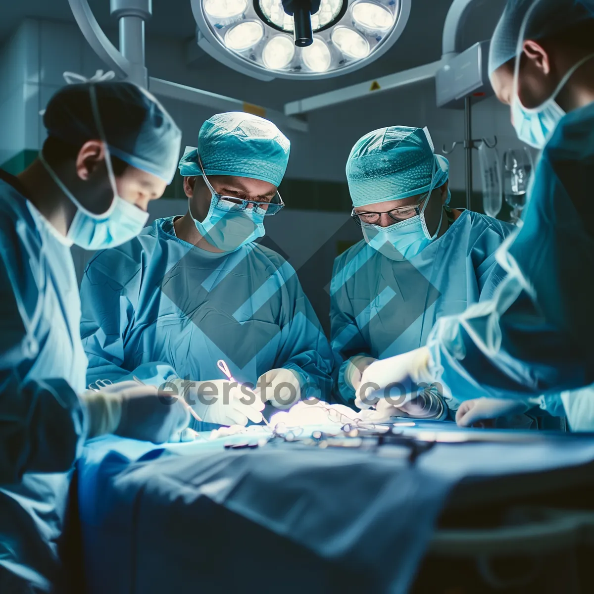 Picture of Professional Doctor Performing Surgery in Hospital Operating Room