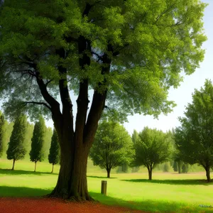Serene Oak Tree in Lush Summer Landscape