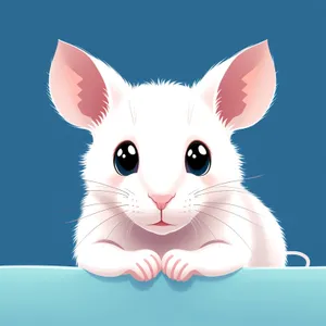 Cute Bunny Cartoon Art: Happy Baby Rabbit with Kitty Ears.