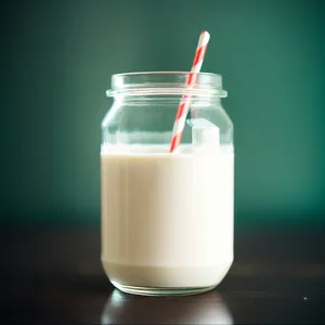 Refreshing Glass of Cold Milk with Fresh Fruit