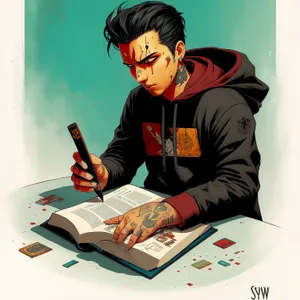 Happy businesswoman working on laptop at office desk