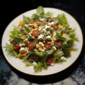 Healthy Gourmet Salad with Fresh Vegetables and Cheese
