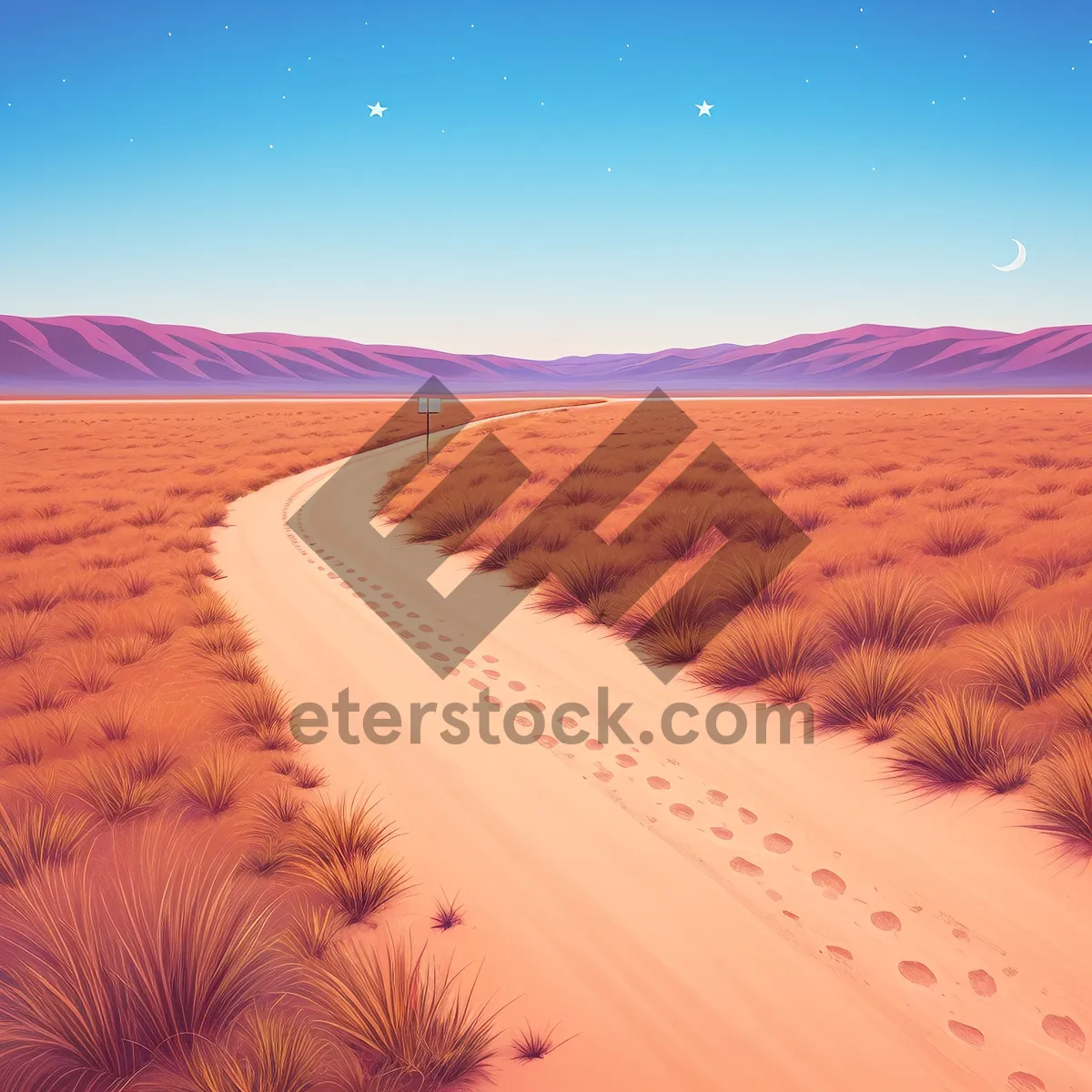 Picture of Sunny Desert Dune Landscape Under Clear Sky