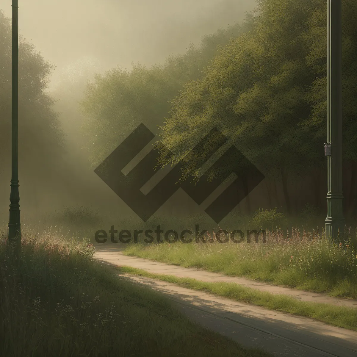 Picture of Scenic Drive Through Countryside on Cloudy Summer Day